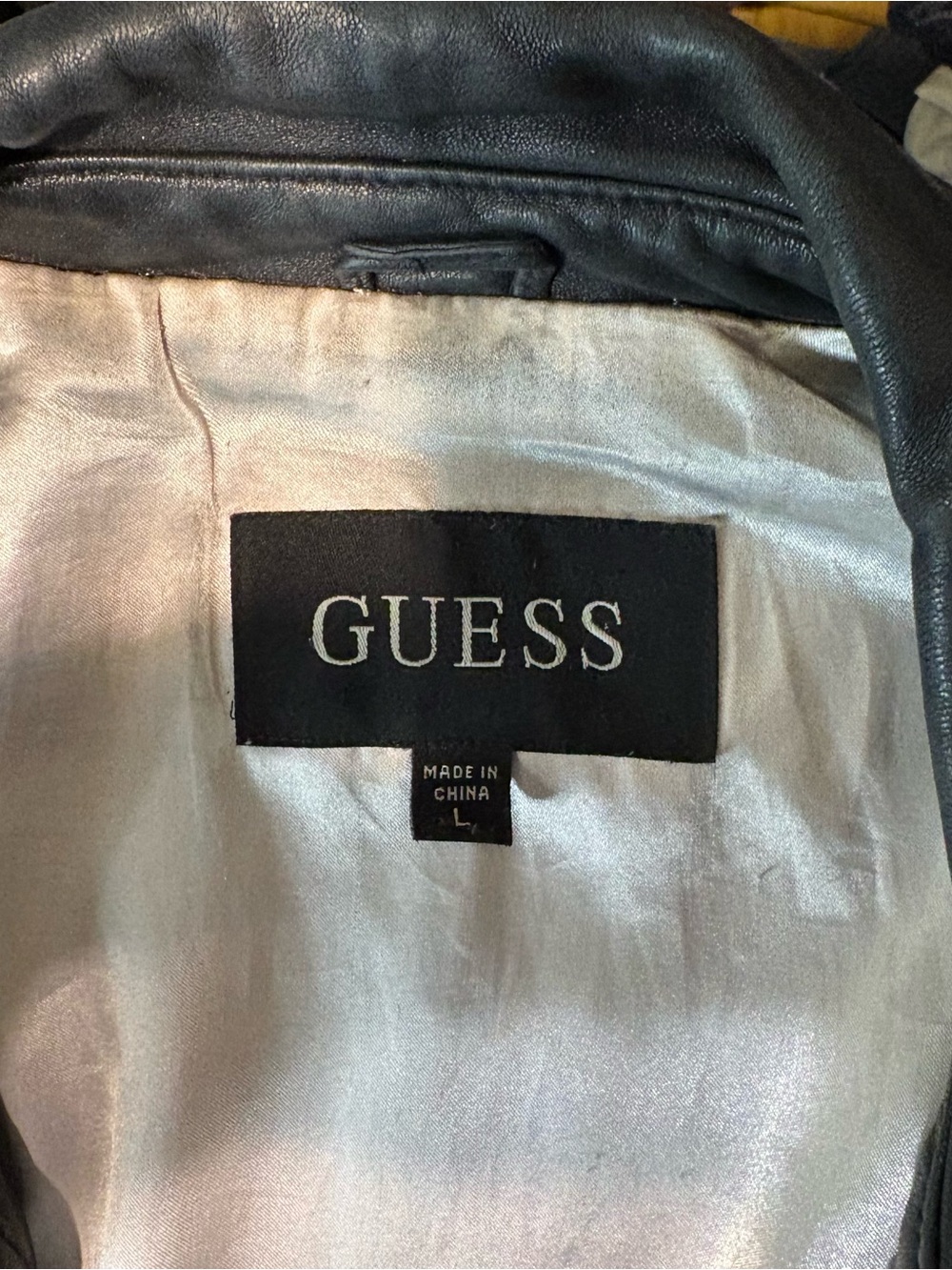 GUESS Classic Black Leather Jacket - Women's Zip Front Coat - Picture 9 of 9